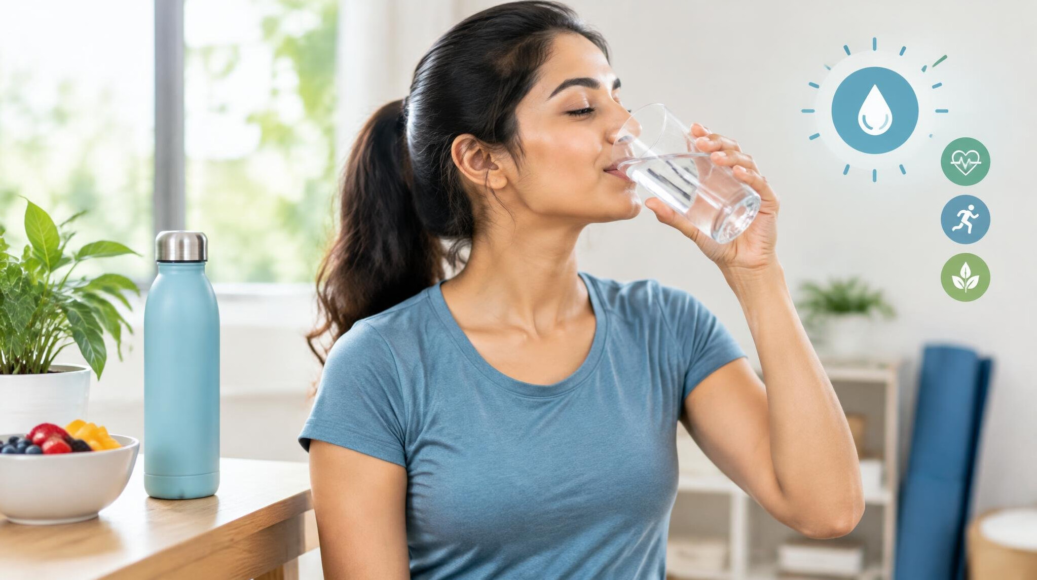 person drinking water daily
