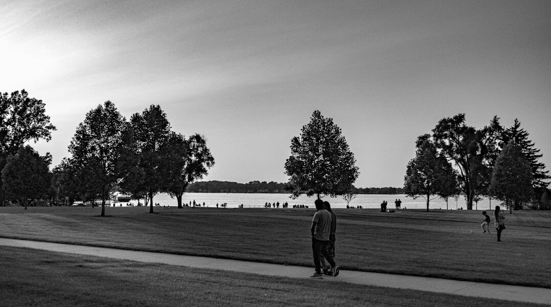 person walking in park